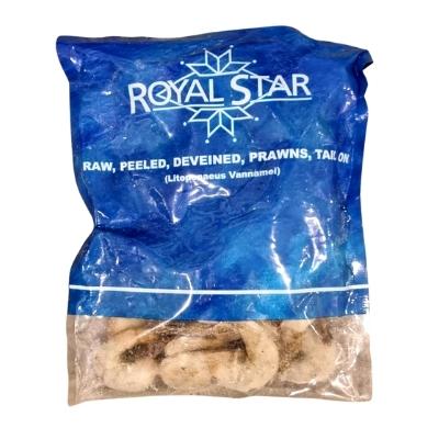 Royal Star Frozen 16/20 Peeled & Deveined with Tail On Prawns (I.Q.F) 1kg - Soonfung