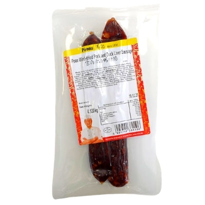 Poons Wind-Dried Pork and Duck Liver Sausage (2 Pieces) 120g - Soon Fung LTD