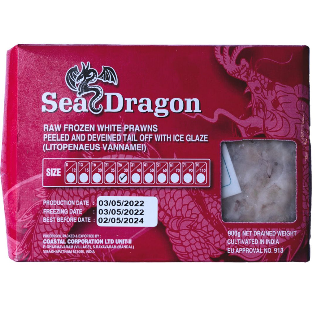 Sea Dragon Frozen 26/30 Peeled & Devained King (Extra Large) Prawns 900g - Soon Fung LTD