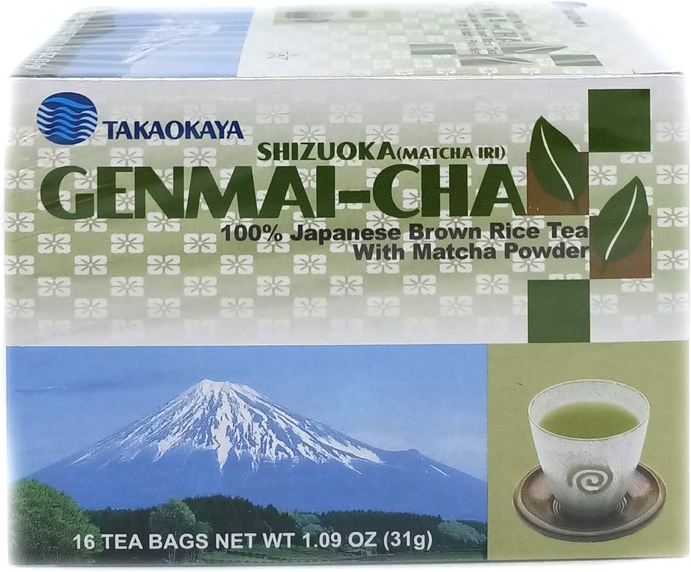 Takaokaya Genmaicha Teabags - Green tea with Roasted Brown Rice (16 Bags) 31g - Soon Fung LTD