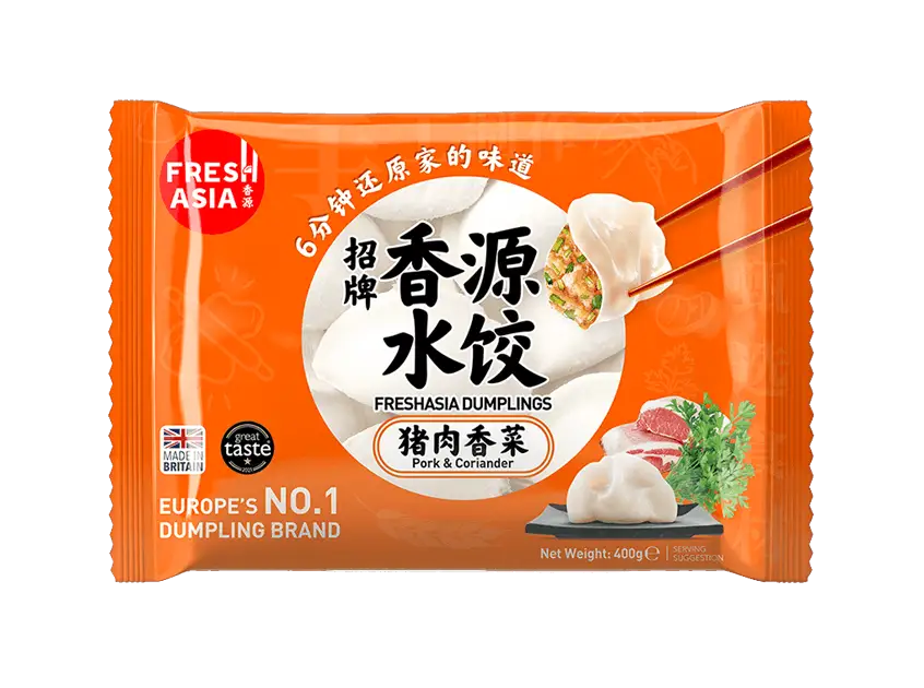 Freshasia Pork & Coriander Dumplings 400g 香源豬肉香菜水餃 - Soon Fung LTD