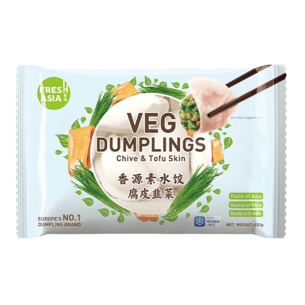 Freshasia Chives & Tofu Skin Dumplings 450g - Soon Fung LTD