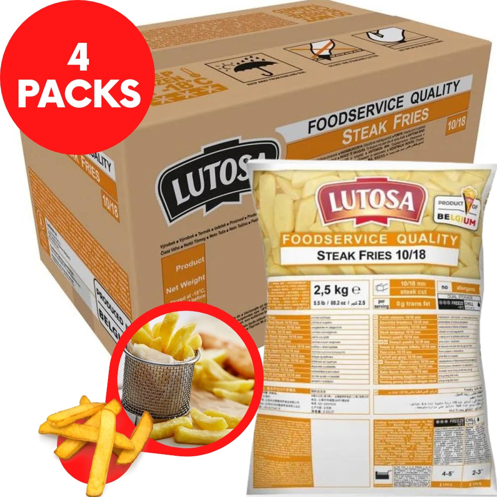 Lutosa Steak Cut Chips (10x18mm) 4x2.5kg 雪藏薯條 (箱裝) - Soon Fung LTD