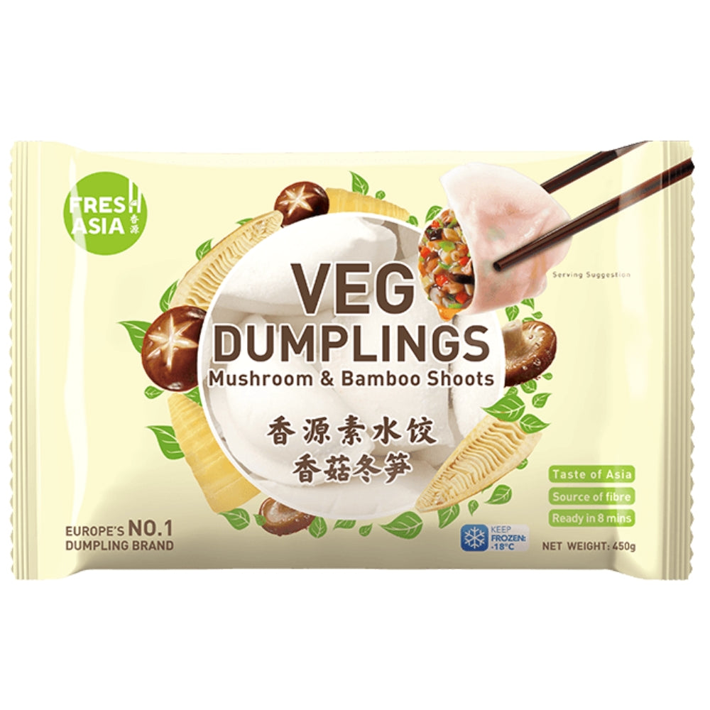 Freshasia Mushroom & Bamboo Shoots Dumplings 450g (Vegan) - Soon Fung LTD