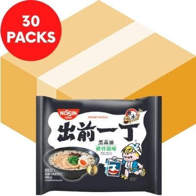 Nissin Demae Ramen Black Garlic Oil Tonkotsu Flavour Noodles HK Box 30x100g - Soonfung